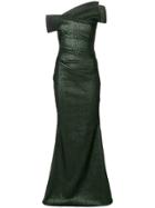 Talbot Runhof One Shoulder Gown - Green