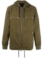 Balmain Hooded Coat, Men's, Size: Xl, Green, Cotton
