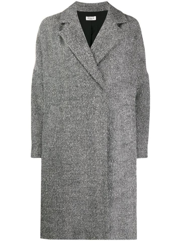 Twin-set Belted Chevron Coat - Black