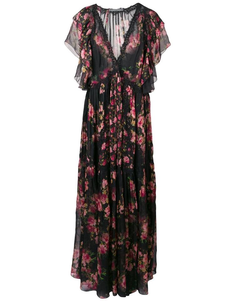Alberta Ferretti Floral Maxi Dress - Black