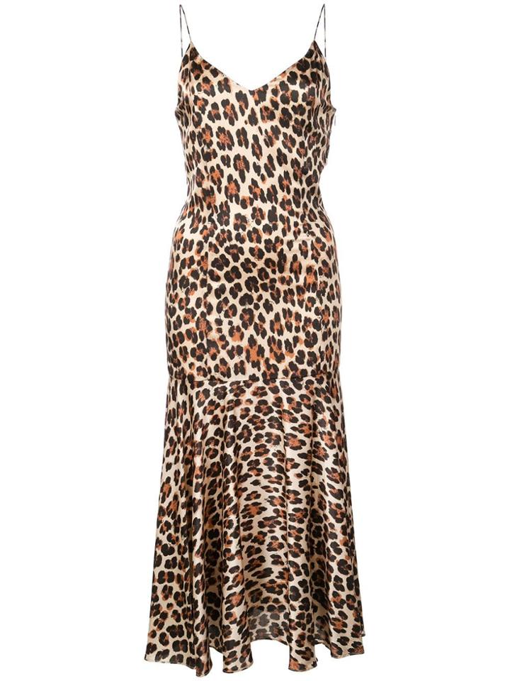 Caroline Constas Leopard Print Slip Dress - Brown