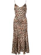 Caroline Constas Leopard Print Slip Dress - Brown