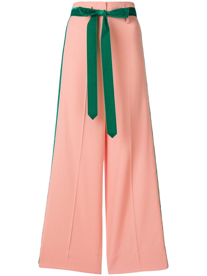Racil Contrast Piped High Waist Culottes - Pink & Purple