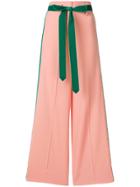 Racil Contrast Piped High Waist Culottes - Pink & Purple