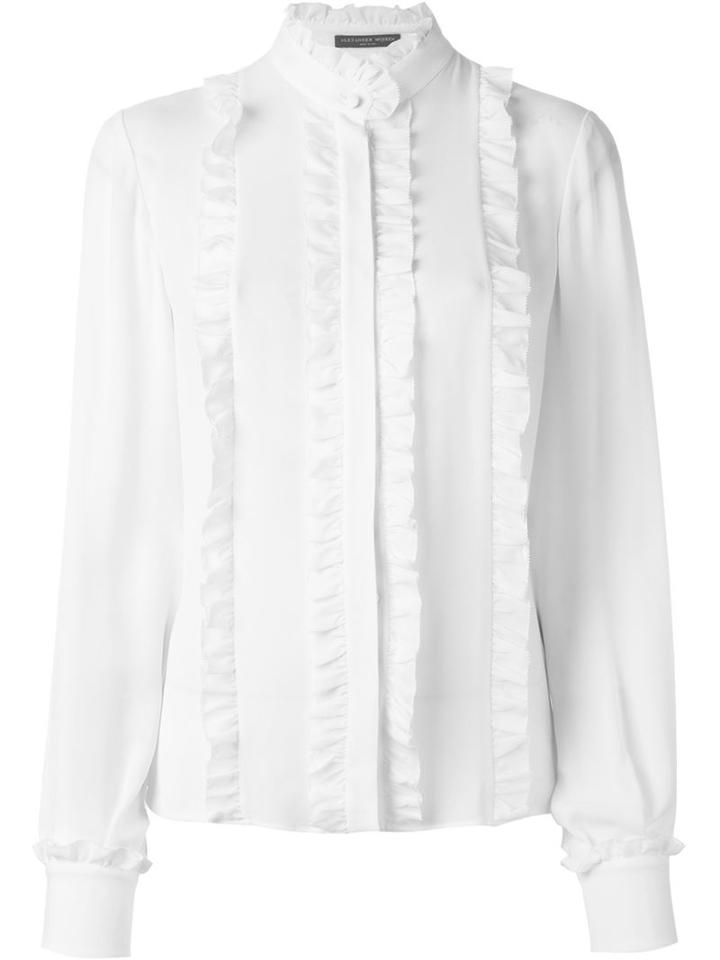 Alexander Mcqueen Ruffled Blouse, Women's, Size: 42, White, Silk
