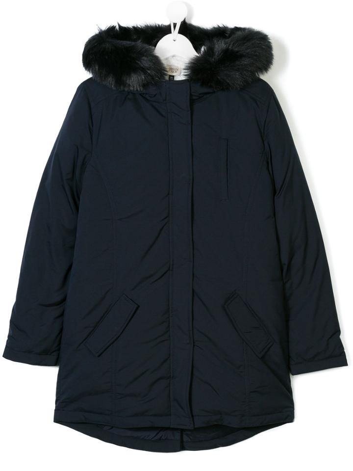 Armani Junior Fur Trimmed Parka - Blue