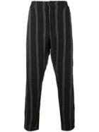 Transit Striped Tapered Trousers - Black