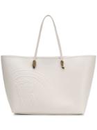 Roberto Cavalli Logo Embossed Shopping Tote - White