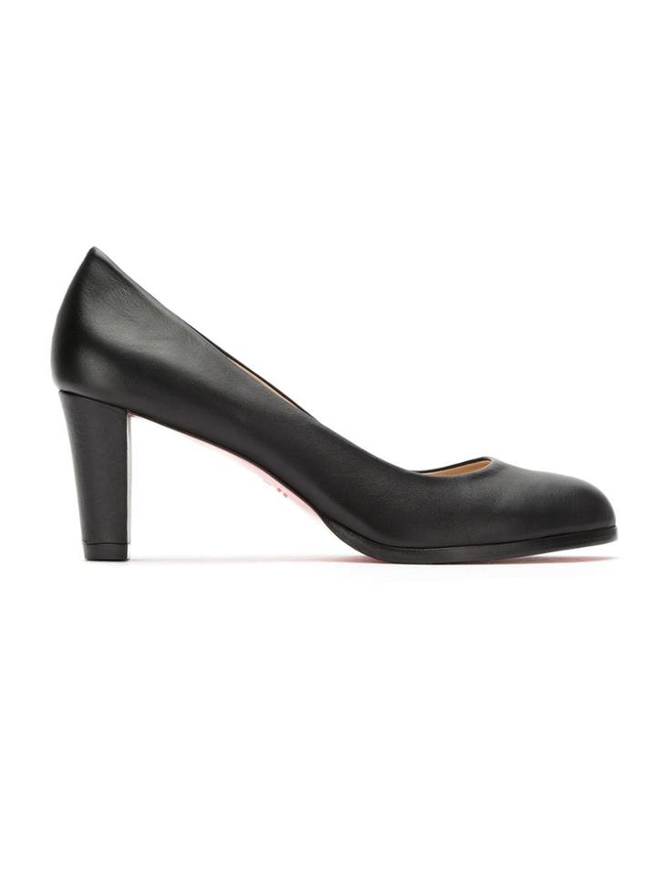 Zeferino Block Heel Leather Pumps - Black