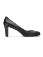 Zeferino Block Heel Leather Pumps - Black