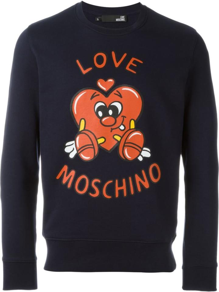 Love Moschino Logo Print Sweatshirt, Men's, Size: Xl, Blue, Cotton