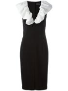 Rossella Jardini Ruffled Neck Dress, Women's, Size: 44, Black, Triacetate/polyester/silk
