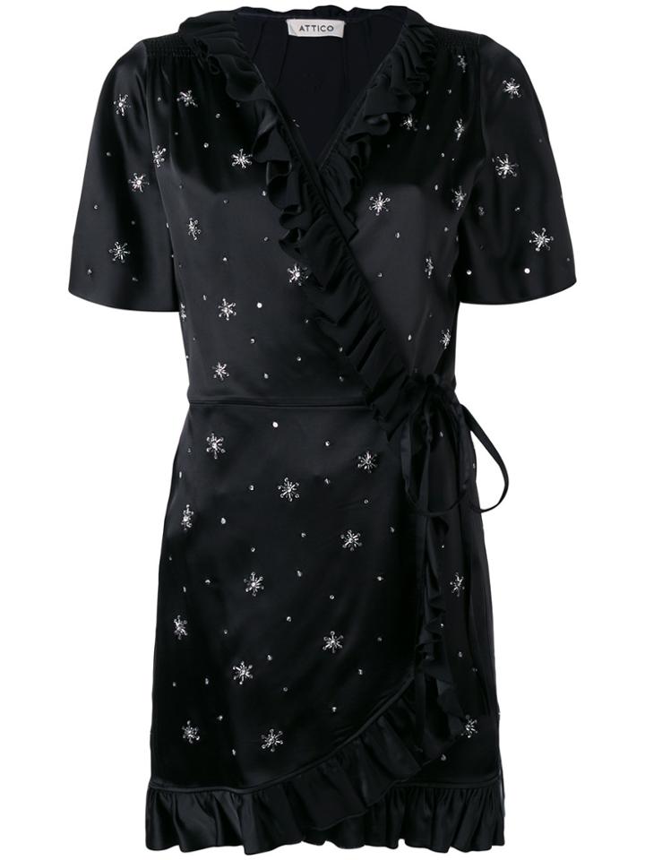 Attico Beaded Stars Wrap Dress - Black