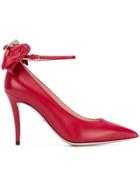 Gucci Bow-embellished Pumps - Red
