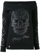 Philipp Plein Off-the-shoulder Sweatshirt - Black