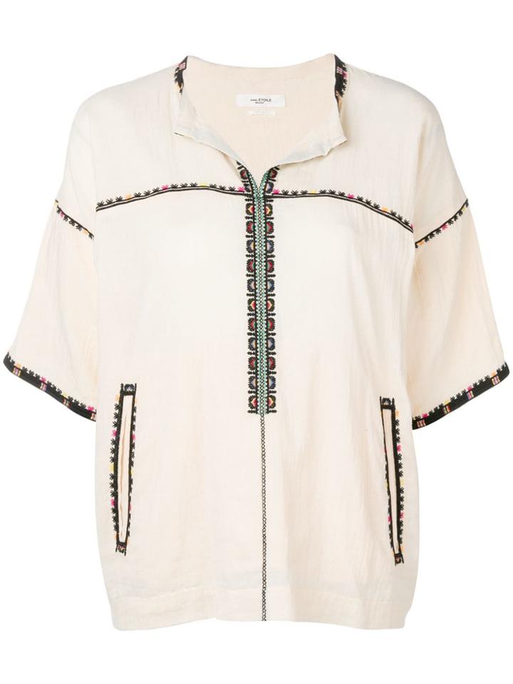 Isabel Marant Étoile Rikki Embroidered Trim Top - Neutrals