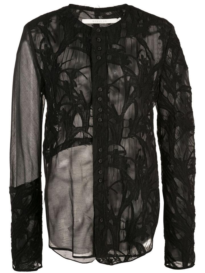 Renli Su Tonal Embroidery Shirt - Black