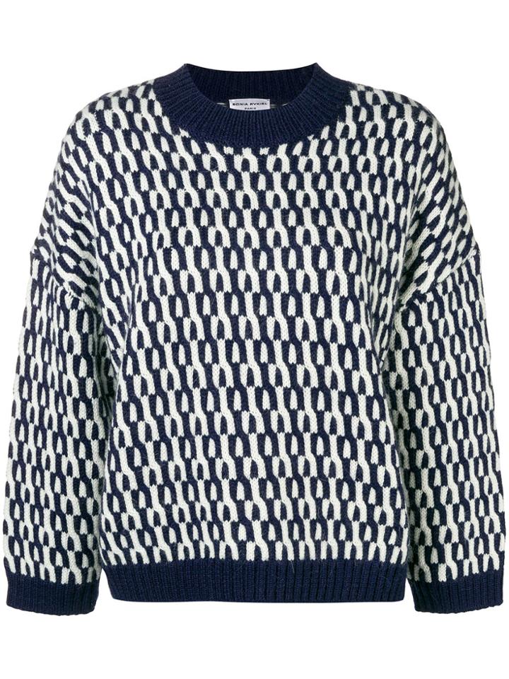 Sonia Rykiel Two Tone Knit Jumper - Blue