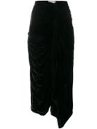 Preen By Thornton Bregazzi Ruched Velvet Skirt, Women's, Size: Xs, Black, Silk/polyester/viscose