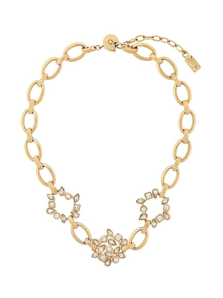 Yves Saint Laurent Pre-owned Embellished Chain Link Necklace - Gold