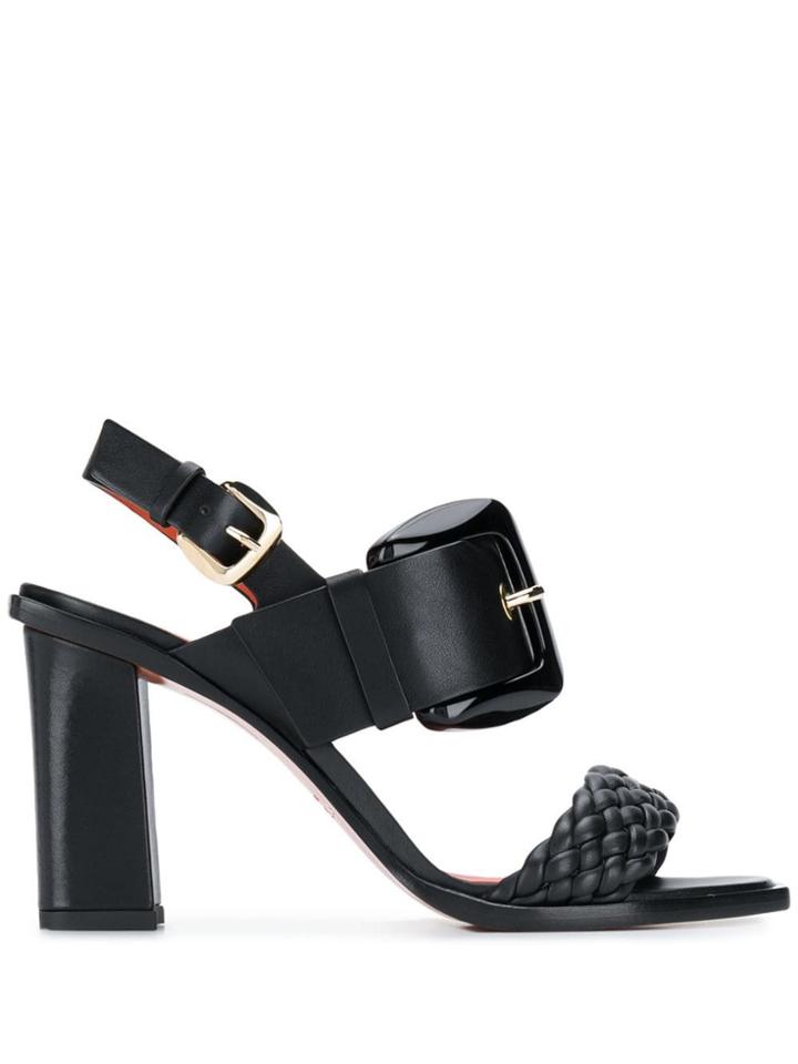 Santoni Buckled Braided-strap Sandals - Black