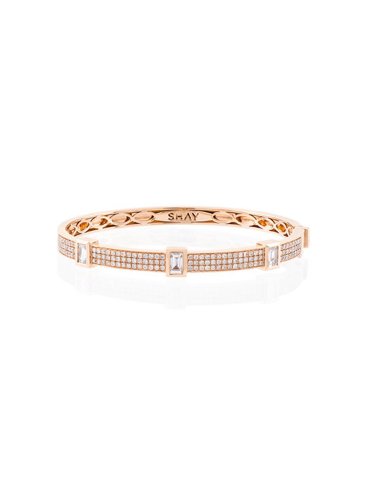 Shay Baguette Diamond Band Bracelet - Metallic