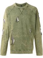 Versus - Distressed Sweatshirt - Men - Cotton/metal - Xs, Green, Cotton/metal