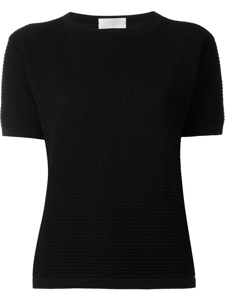 Zanone Shortsleeved Knit Top, Women's, Size: 48, Black, Cotton