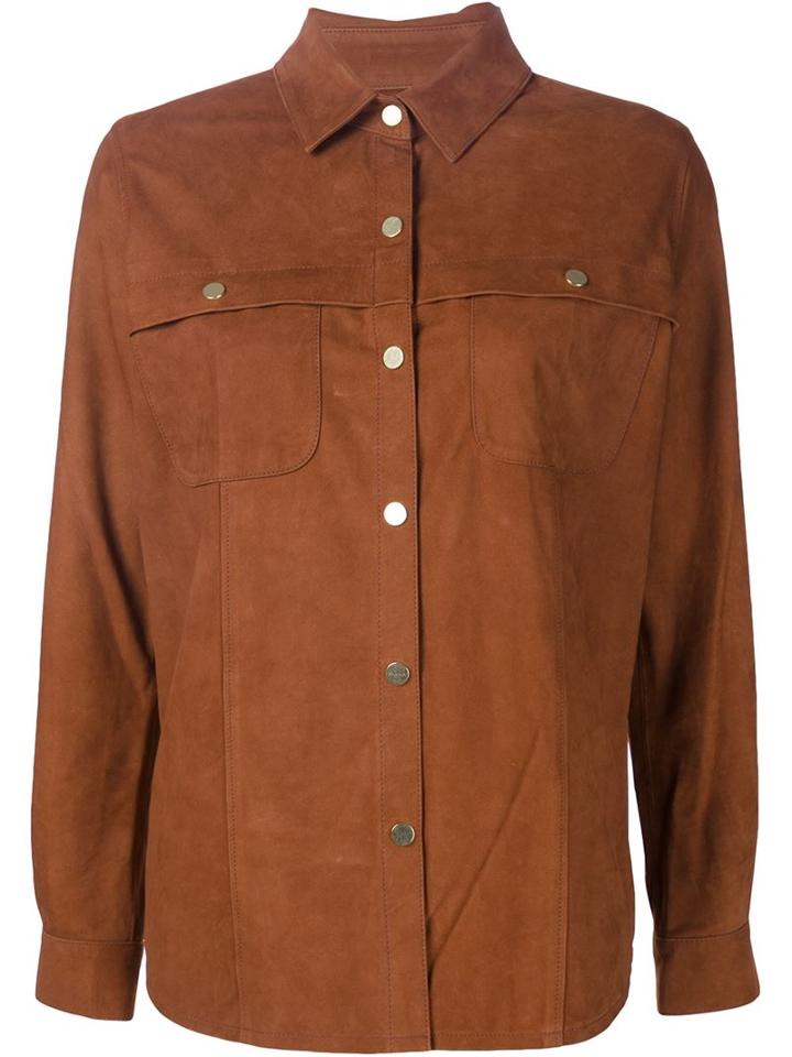 Frame Denim Suede Shirt Jacket, Women's, Size: Xs, Brown, Calf Suede