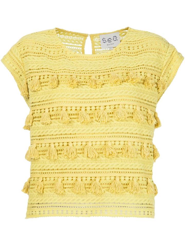 Sea Tasseled T-shirt, Women's, Size: Large, Yellow/orange, Cotton