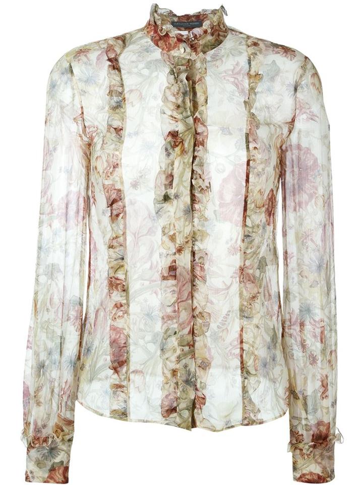 Alexander Mcqueen Floral Ruffled Blouse
