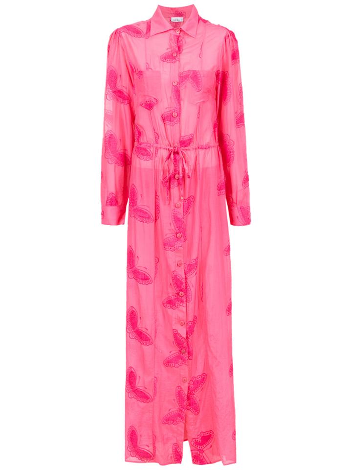Amir Slama Embroidered Silk Beach Dress - Pink & Purple