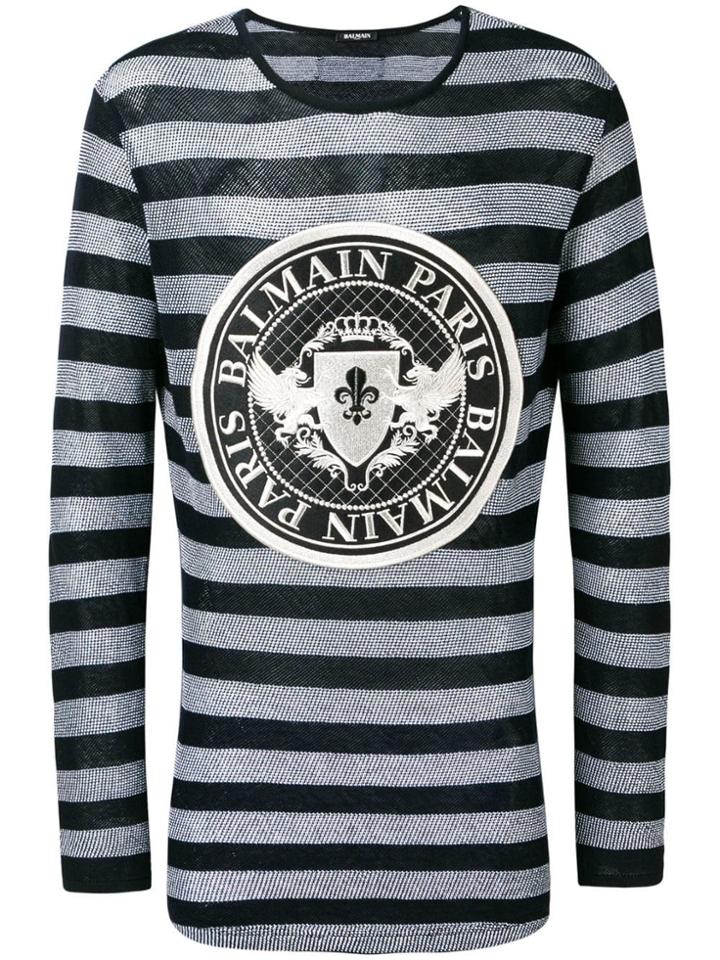 Balmain Embroidered Badge Jumper - Blue