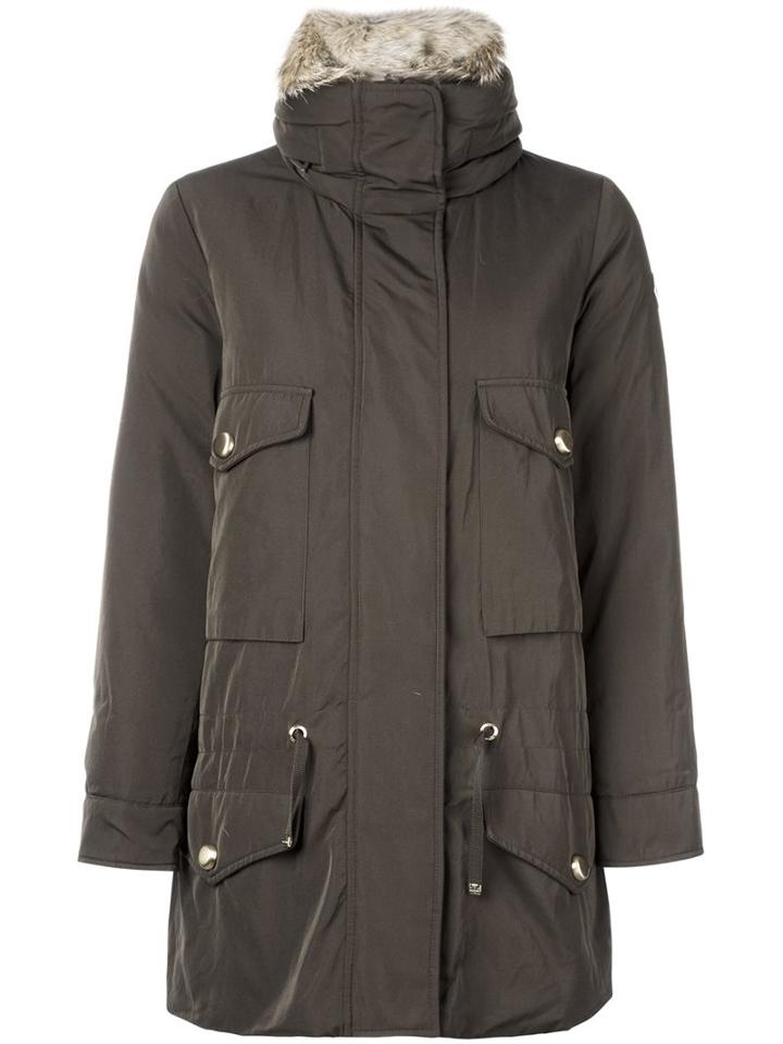 Moncler 'margarita' Coat, Women's, Size: 1, Green, Polyamide/feather Down/rabbit Fur/coyote Fur