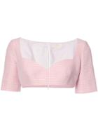 Sara Battaglia Cropped Short-sleeve Top - Pink & Purple