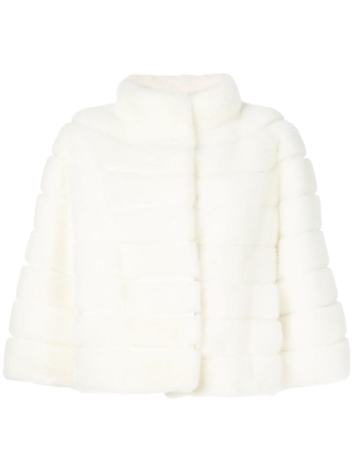 Yves Salomon Fitted Fur Coat - White