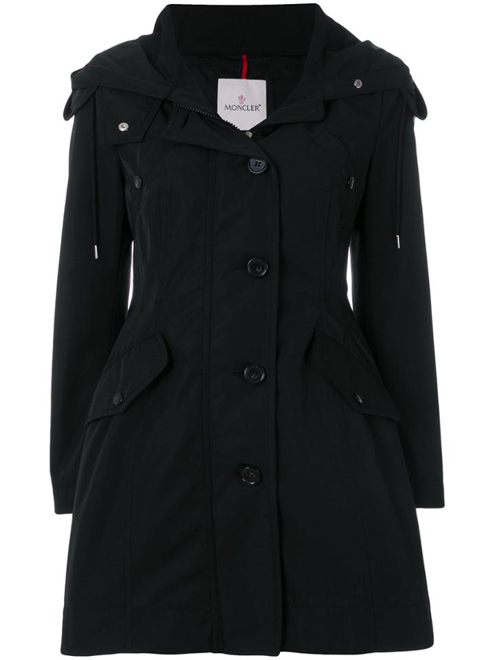 Moncler Flared Hooded Coat - Black