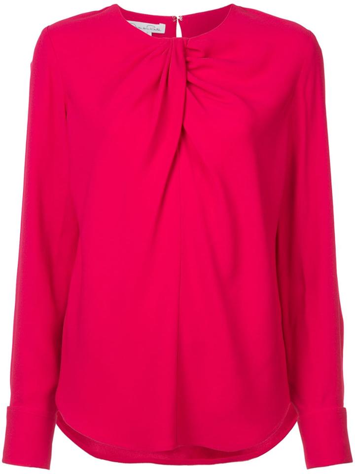 Oscar De La Renta Twist Front Blouse - Pink & Purple