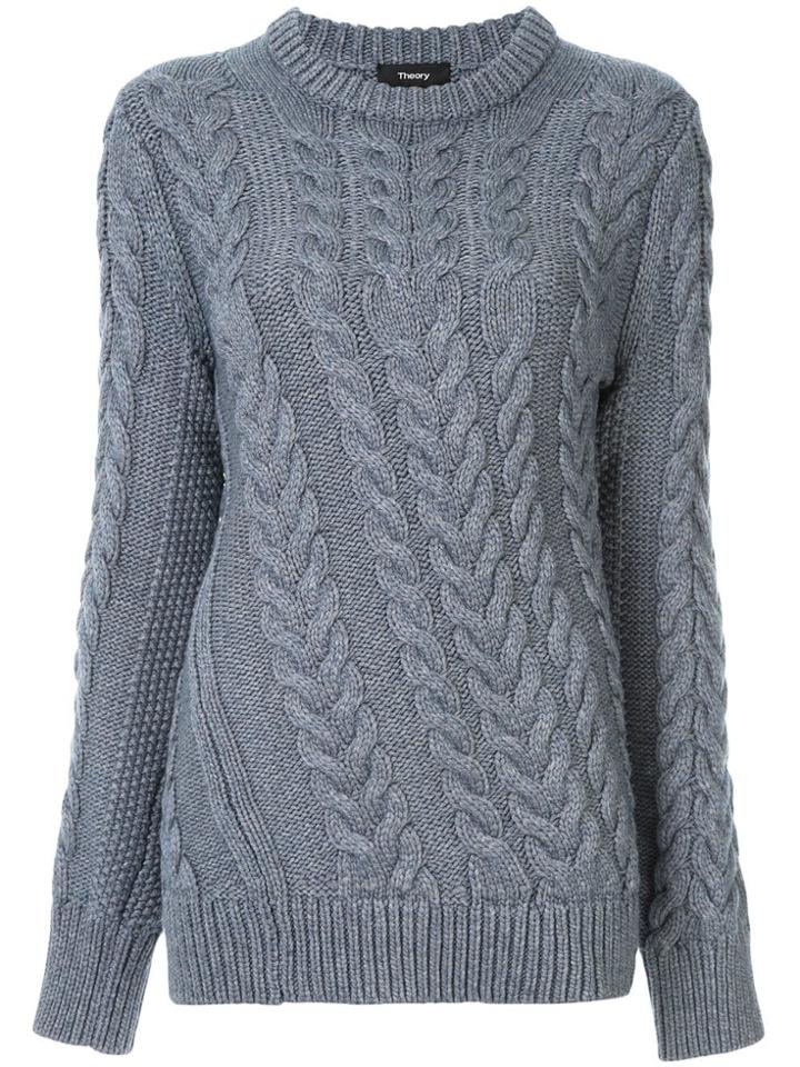 Theory Twist Cable Knit Sweater - Blue