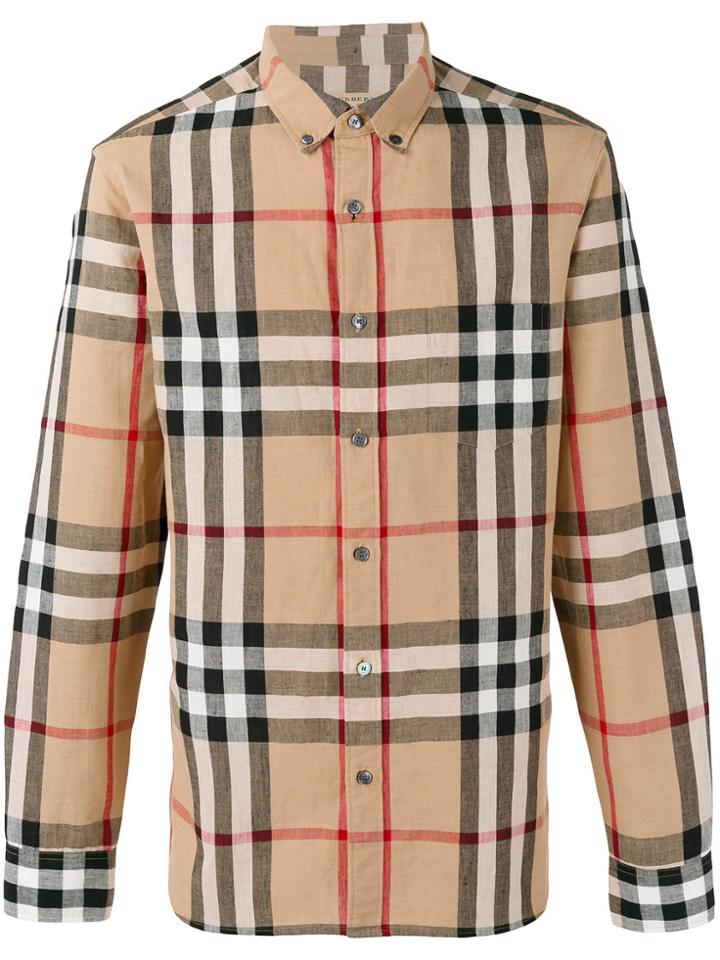 Burberry Checked Shirt - Nude & Neutrals