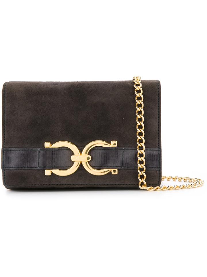 Salvatore Ferragamo Vintage Gancini Chain Shoulder Bag - Grey