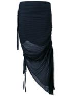 Marni - Asymmetric Plissé Draped Skirt - Women - Silk/cotton - 42, Blue, Silk/cotton