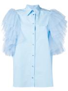 Brognano Tulle Frill Sleeved Shirt - Blue