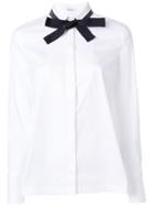 Brunello Cucinelli - Tied Narrow Collar Shirt - Women - Cotton/polyamide/spandex/elastane - M, White, Cotton/polyamide/spandex/elastane