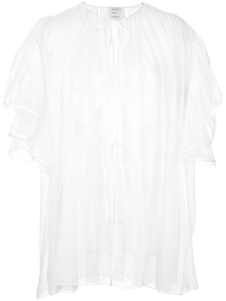 Maison Rabih Kayrouz Ruffle Sleeves Sheer Top - White