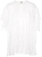 Maison Rabih Kayrouz Ruffle Sleeves Sheer Top - White