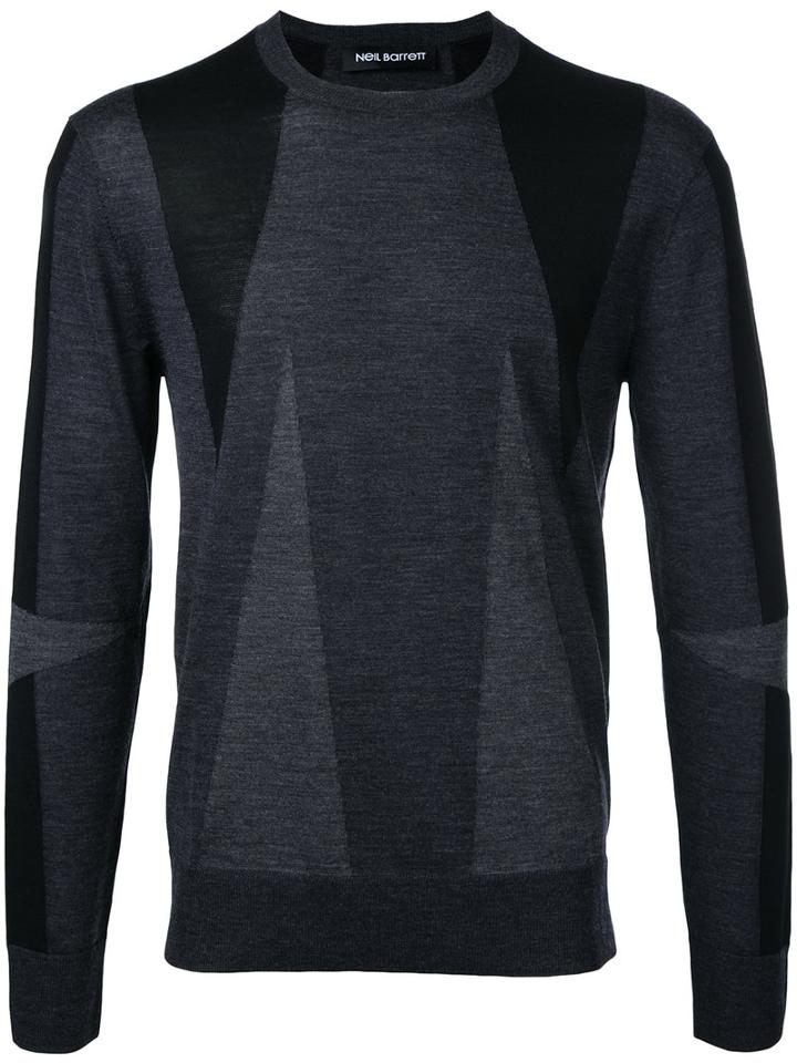 Neil Barrett Geometric Intarsia Jumper, Men's, Size: Large, Grey, Wool