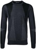 Neil Barrett Geometric Intarsia Jumper, Men's, Size: Large, Grey, Wool