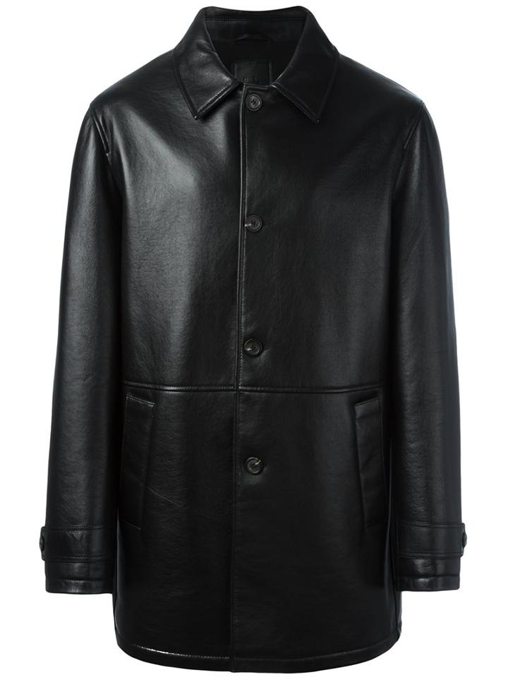 Desa 1972 'supertuin' Coat, Men's, Size: 48, Black, Leather/polyester/acetate/wool