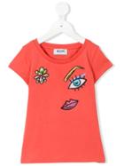Moschino Kids - Metallic Embroidered T-shirt - Kids - Cotton/spandex/elastane - 12 Yrs, Yellow/orange